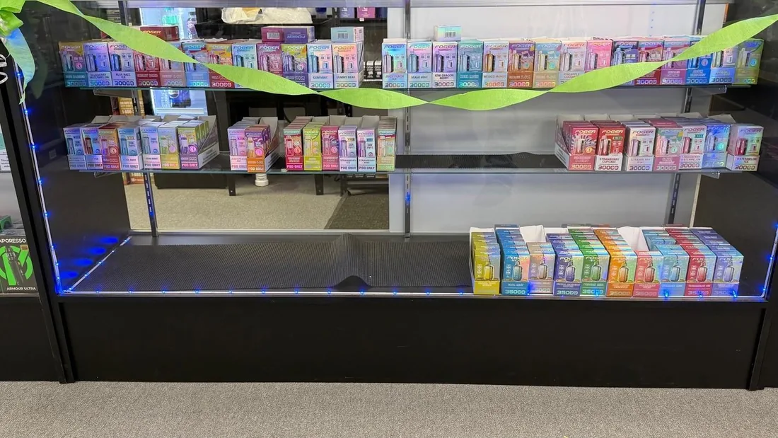 Wall of disposable vapes at the Appleton store